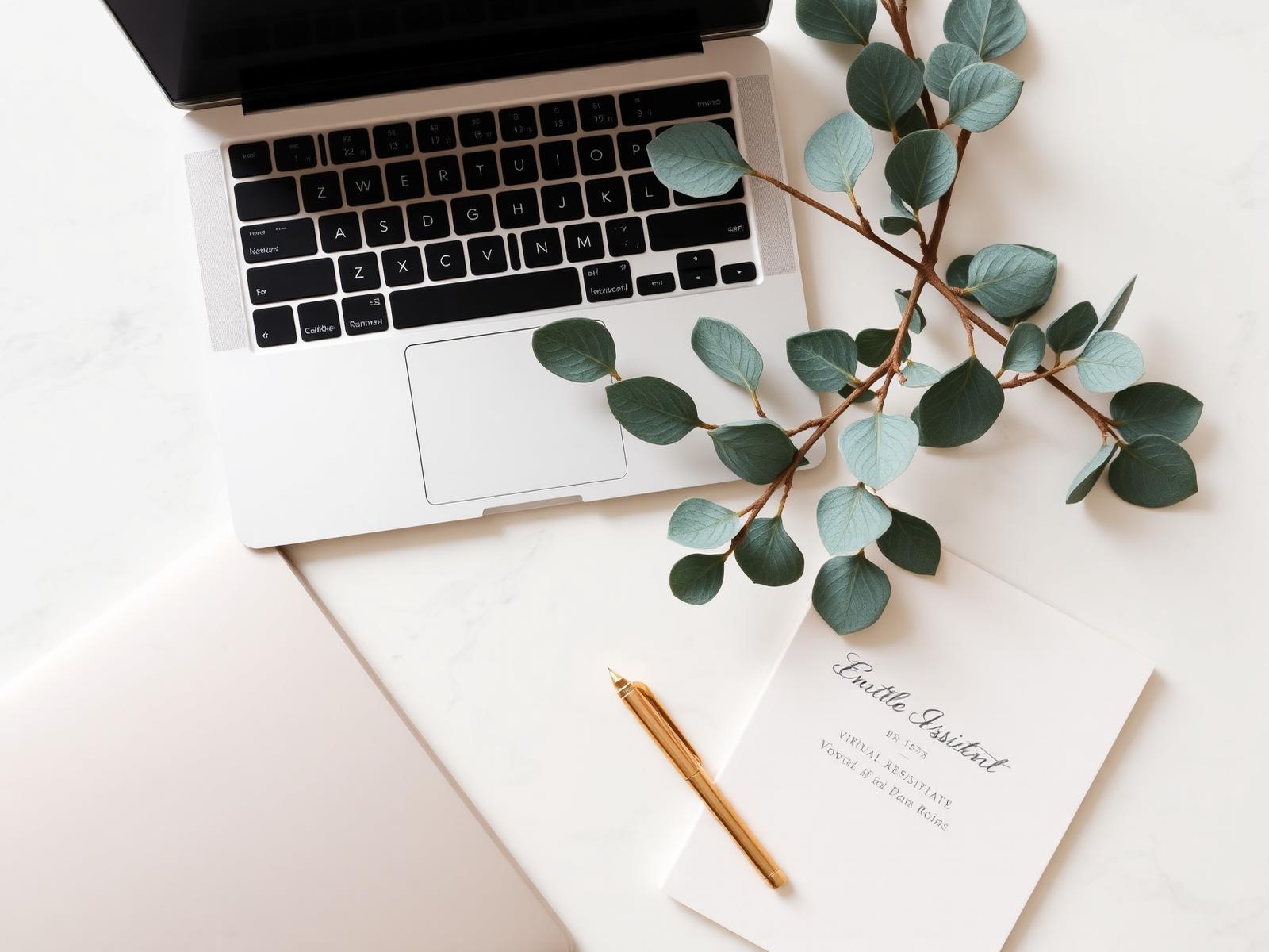 Elegáns munkahely virtuális asszisztens arculattal